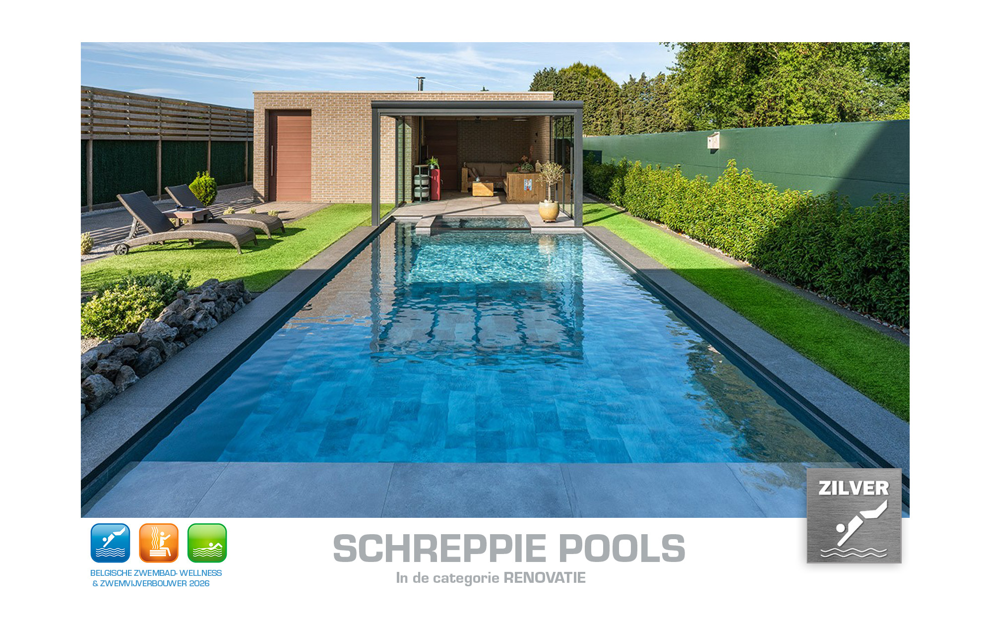 Zwembad met geintegreerde spa voor jaarrond plezier